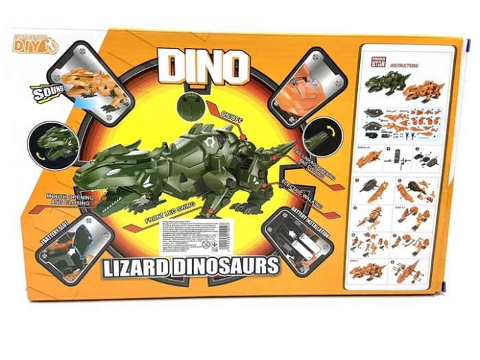 Дитяча іграшка робот конструктор динозавр Dino ST99-3A/4A, 58 деталей, з викруткою (колір хакі), відео в описі 
