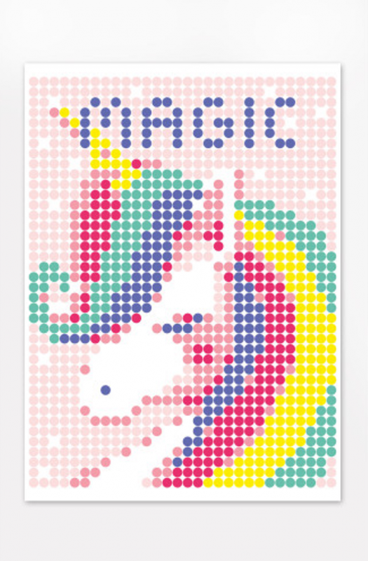 Аплікація - картина по номерам з наліпками (арт терапія) Єдиноріг, 33х48см, 1200 стікерів ( відео в описі)