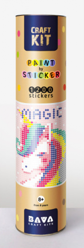 Аплікація - картина по номерам з наліпками (арт терапія) Єдиноріг, 33х48см, 1200 стікерів ( відео в описі)