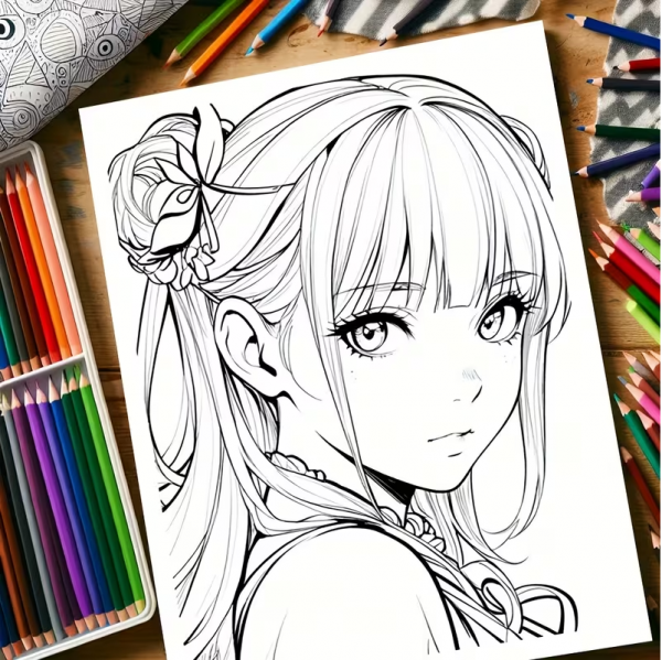 Арт терапія розмальовка 20 аркушів, сюжет аніме (4582) картон