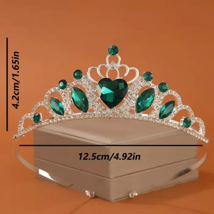 Діадема (тіара) корона з червоним камінням, колір срібло (silver) 4001, матеріал корпусу метал tiara