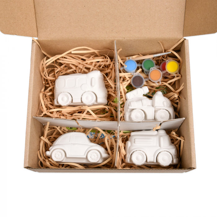 Набір для творчості Strateg Гіпсові розмальовки: розфарбуй машини (31038)