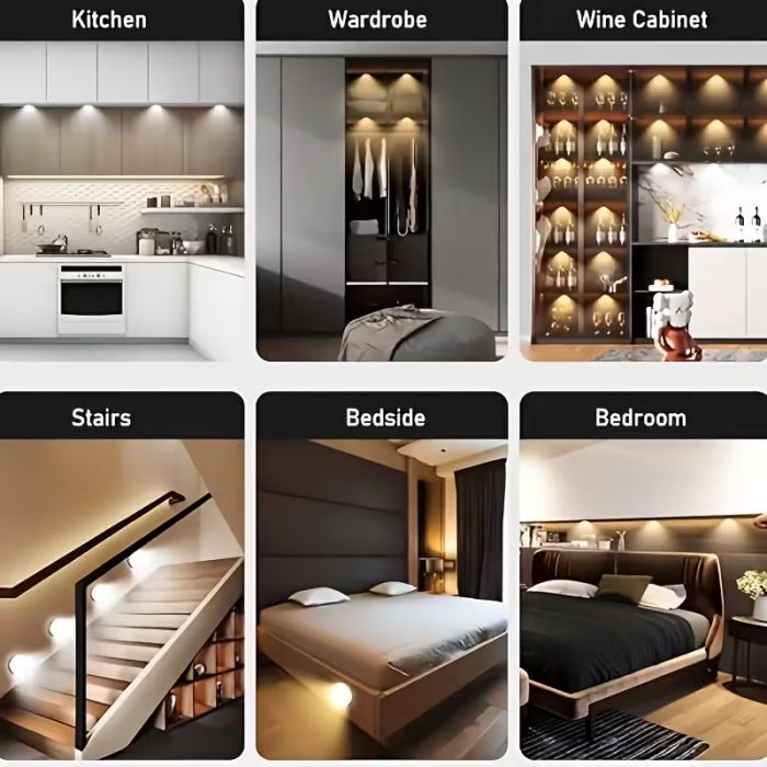 Домашній світильник з датчиком руху та світла, 8 LED, вбудований акумулятор, тепле світло (4594) відео в описі