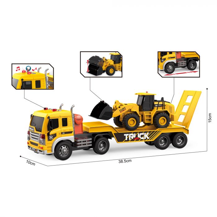 Дитяча іграшка машинка трейлер з трактором WY571P (WENYI) фрикційний механізм, світло, звук